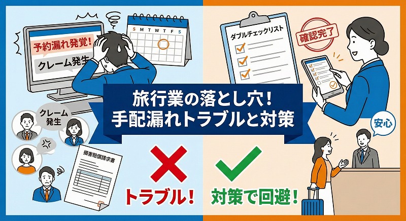 旅行業での特に最初に起こしがちな手配漏れに気づいた時の冷や汗と対処法
